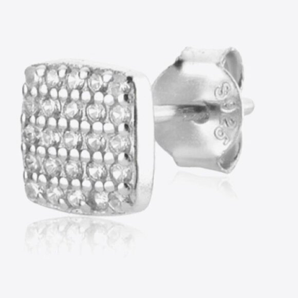 925 Sterling Silver Zircon Women's Stud Earrings - Sparkle and Elegance - Picture 5 of 8